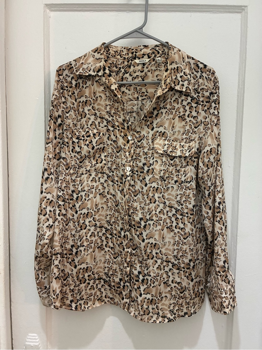 NICOLA Animal-Print Medium Button Front Blouse